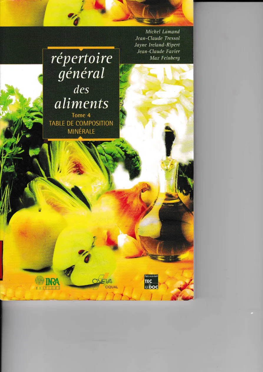 Couverture de Répertoire général des aliments