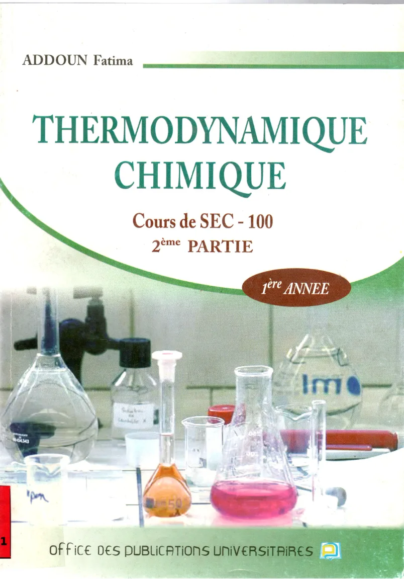 Couverture de Thermodynamique chimique