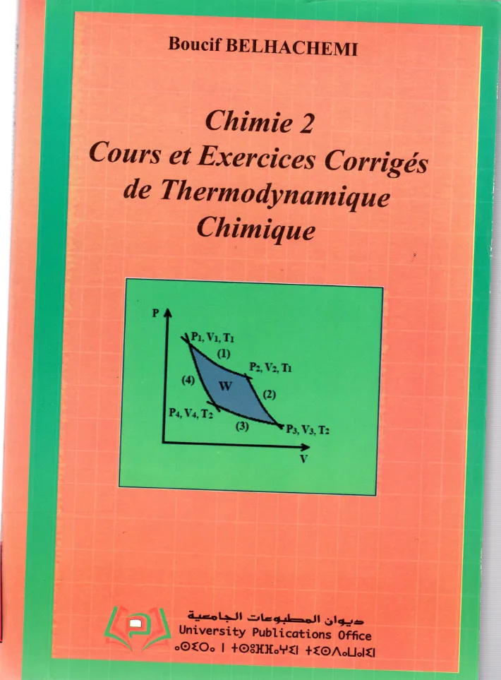 Couverture de Chimie 2 cours et exercices corrigés de thermodynamique chimique