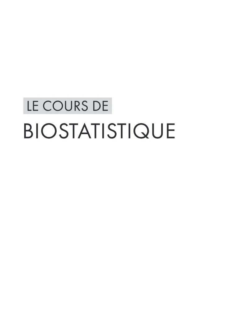 Couverture de Le cours de biostatistique