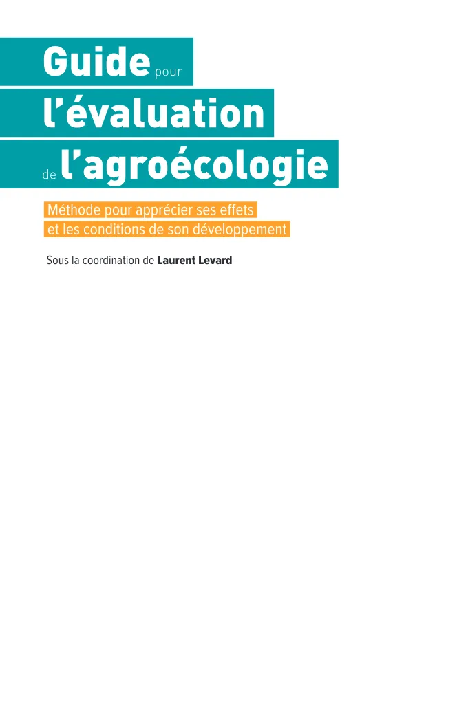 Couverture de Guide pour l'évaluation de l'agroécologie