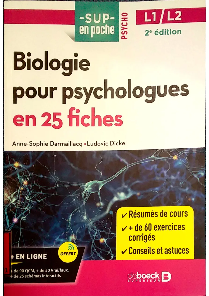 Couverture de Biologie pour psychologues en 25 fiches