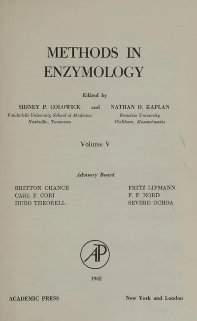 Couverture de METHODS IN ENZYMOLOGY VOLUME  5