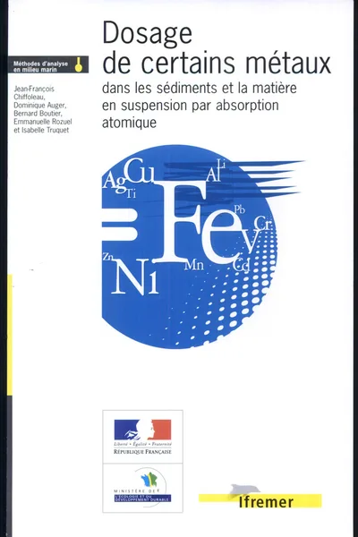 Couverture de Dosage de certains métaux dans les sédiments et les matières en suspension par absorption atomique