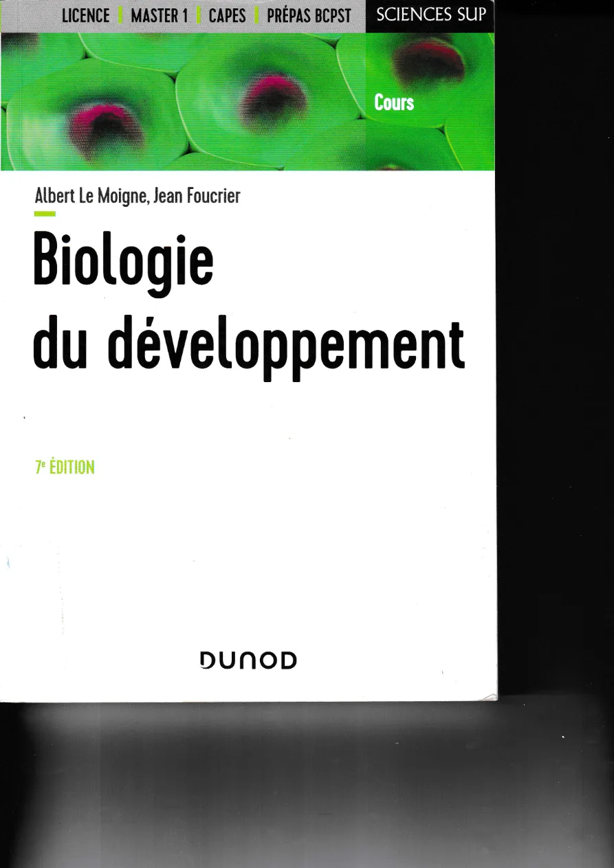 Couverture de Biologie du développement.