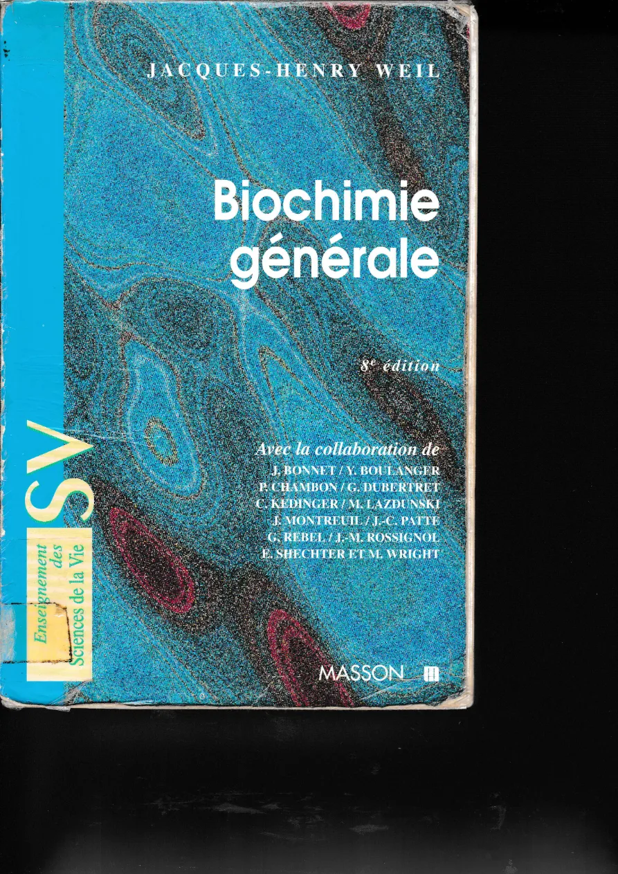 Couverture de Biochimie générale