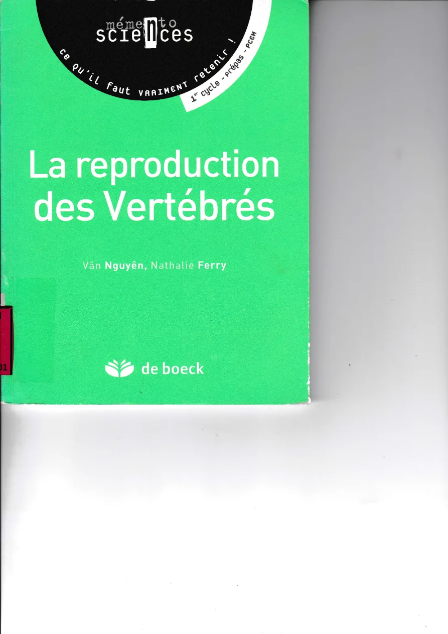 Couverture de La reproduction des vertébrés