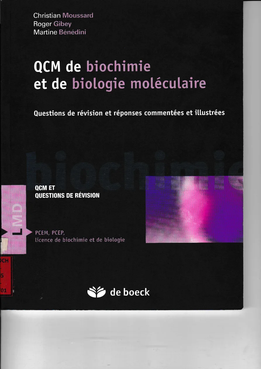 Couverture de QCM de biochimie et de biologie moléculaire
